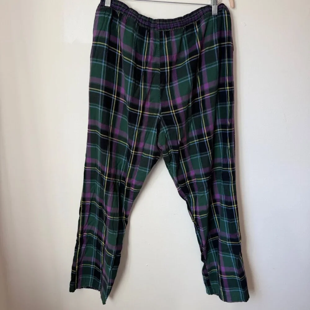 Polo Ralph Lauren Mens Plaid Cotton Sleepwear Pants M 32-34 Green & Purple